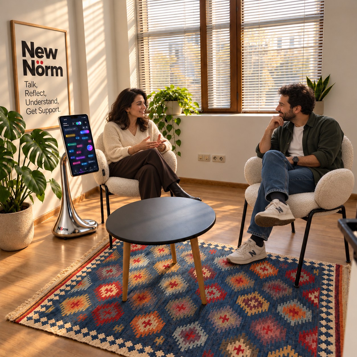 A client and specialist in conversation at the New Nörm Centre in Yerevan